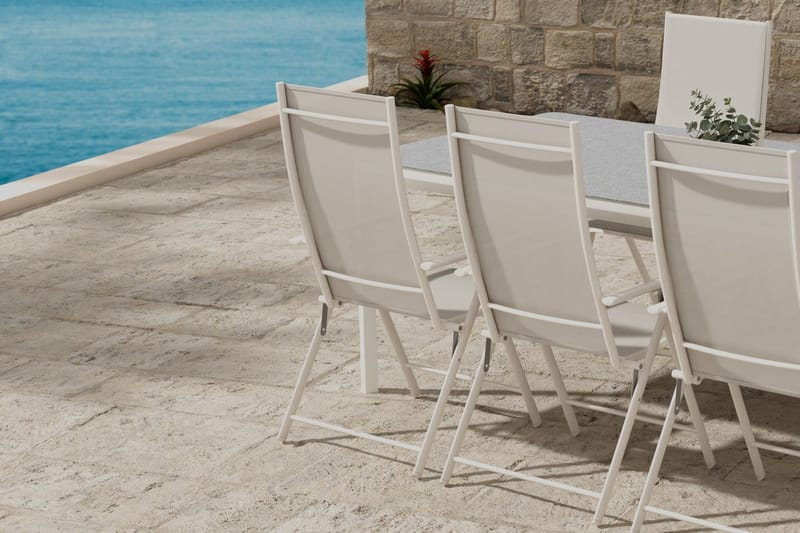 Rektangulärt Matbord Lino 220 cm Utomhus med 6 Levanzo Karmstol - Utemöbler - Utegrupp - Matgrupper utomhus