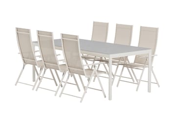 Rektangulärt Matbord Lino 220 cm Utomhus med 6 Levanzo Karmstol - Utemöbler - Utegrupp - Matgrupper utomhus