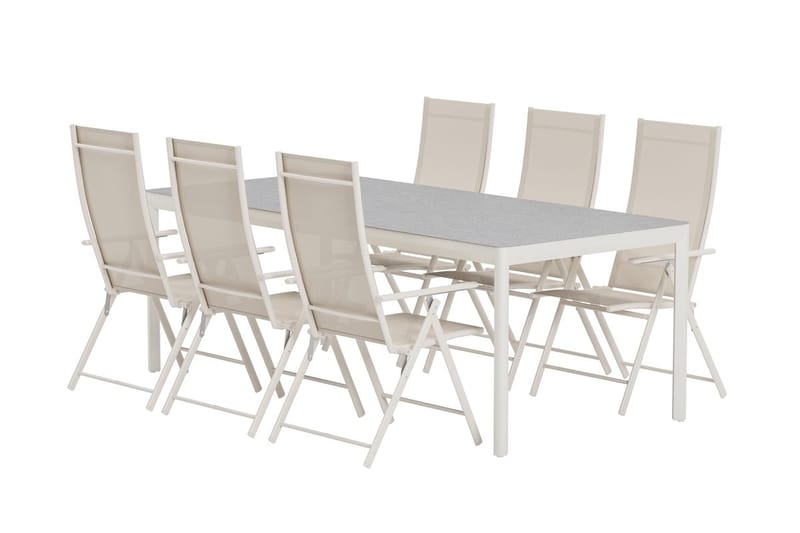 Rektangulärt Matbord Lino 220 cm Utomhus med 6 Levanzo Karmstol - Utemöbler - Utegrupp - Matgrupper utomhus