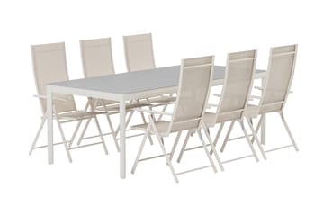 Rektangulärt Matbord Lino 220 cm Utomhus med 6 Levanzo Karmstol - Utemöbler - Utegrupp - Matgrupper utomhus