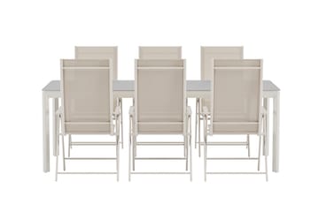Rektangulärt Matbord Lino 220 cm Utomhus med 6 Levanzo Karmstol - Utemöbler - Utegrupp - Matgrupper utomhus