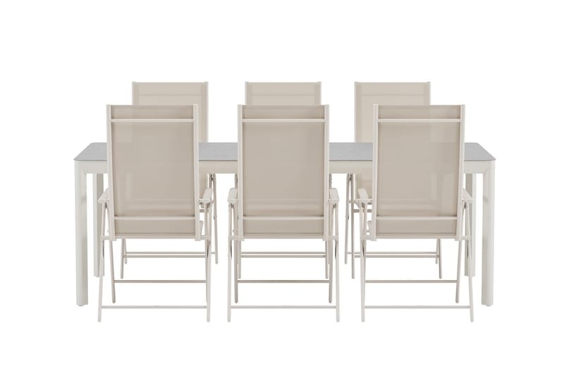 Rektangulärt Matbord Lino 220 cm Utomhus med 6 Levanzo Karmstol - Utemöbler - Utegrupp - Matgrupper utomhus