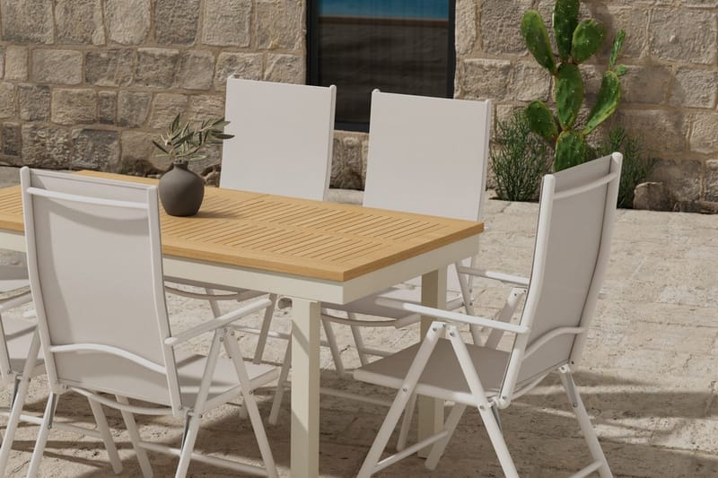 Rektangulärt matbord Panama 160 cm Utomhus med 6 Break Karmstol - Utemöbler - Utegrupp - Matgrupper utomhus