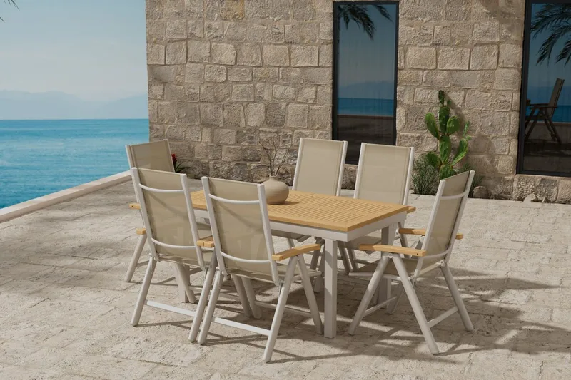 Rektangulärt matbord Panama 160 cm Utomhus med 6 Matstol Panama