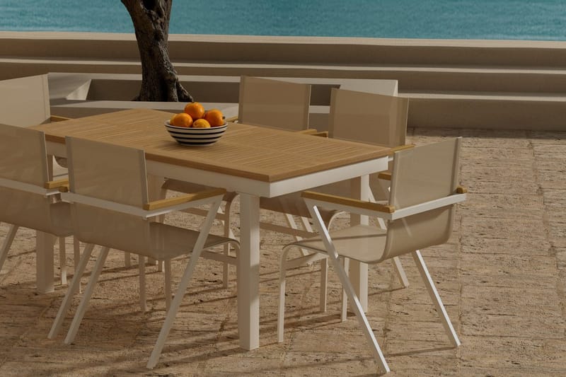 Rektangulärt matbord Panama 160 cm Utomhus med 6 Matstol Mexico - Utemöbler - Utegrupp - Matgrupper utomhus