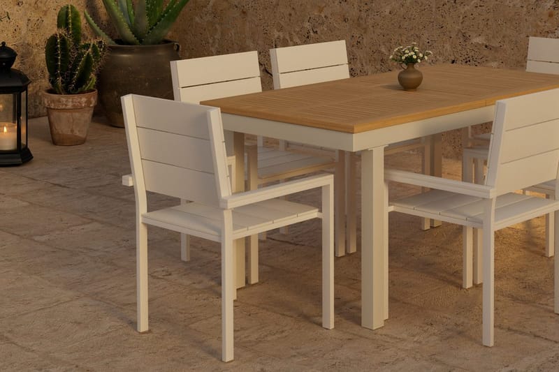 Rektangulärt matbord Panama 160 cm Utomhus med 6 Matstol Levels - Utemöbler - Utegrupp - Matgrupper utomhus