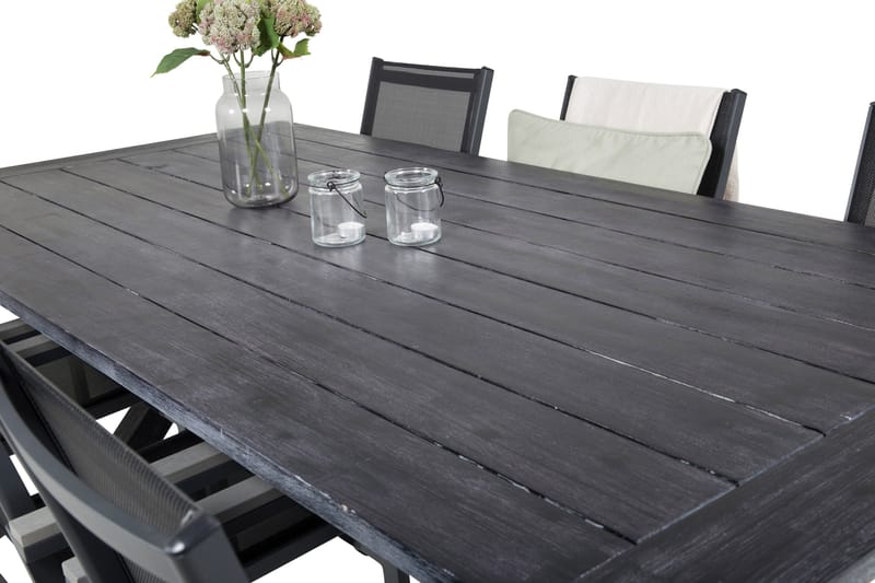 Rives Matgrupp Utomhus 200cm + 6 Parma Karmstolar - Svart - Utemöbler - Utegrupp - Matgrupper utomhus