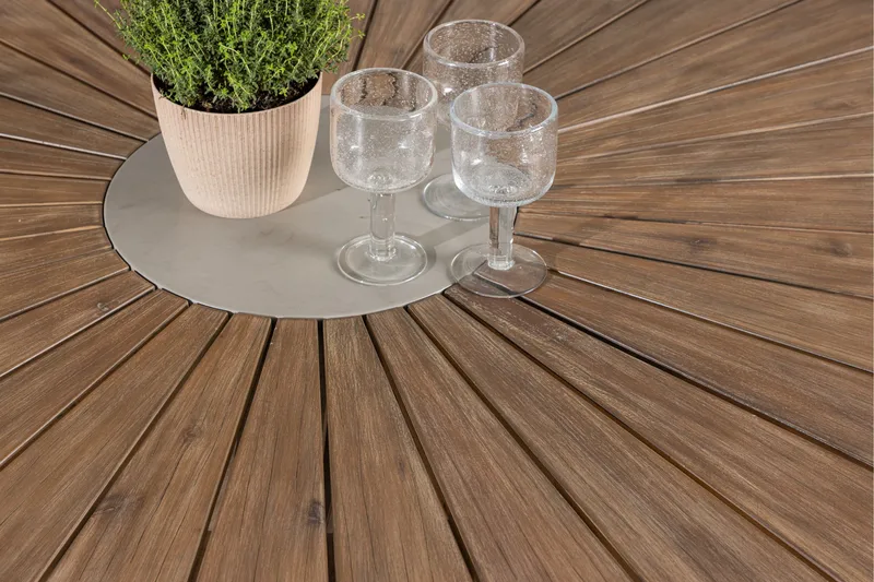 Rosario Matgrupp Rund 140 cm + 6 st Copacabana Matstolar Beige/Brun - Utemöbler - Utegrupp - Matgrupper utomhus