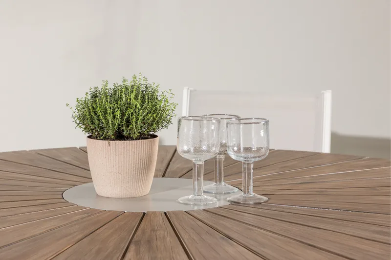 Rosario Matgrupp Rund 140 cm + 6 st Copacabana Matstolar Beige/Brun - Utemöbler - Utegrupp - Matgrupper utomhus