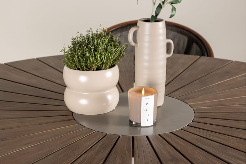 Rosario Matgrupp Rund 140 cm + 6 st Vila Matstolar Svart/Brun - Utemöbler - Utegrupp - Matgrupper utomhus