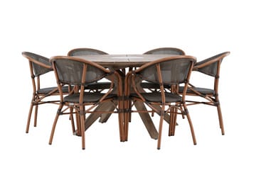 Rosario Matgrupp Utomhus 140 cm Rund med 6 Vila Real Utestolar - Utemöbler - Utegrupp - Matgrupper utomhus