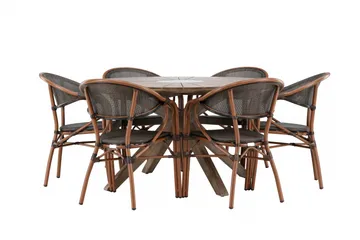 Rosario Matgrupp Utomhus 140 cm Rund med 6 Vila Real Utestolar - Utemöbler - Utegrupp - Matgrupper utomhus
