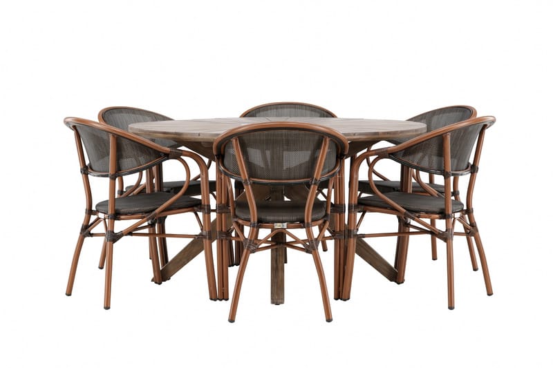 Rosario Matgrupp Utomhus 140 cm Rund med 6 Vila Real Utestolar - Utemöbler - Utegrupp - Matgrupper utomhus