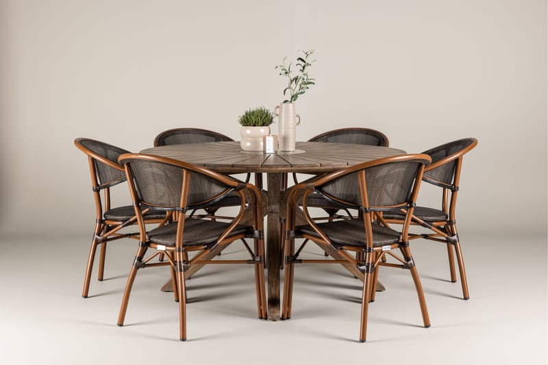 Rosario Matgrupp Utomhus 140 cm Rund med 6 Vila Real Utestolar - Utemöbler - Utegrupp - Matgrupper utomhus