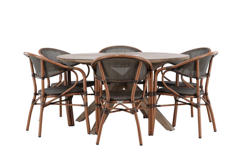 Rosario Matgrupp Utomhus 140 cm Rund med 6 Vila Real Utestolar - Utemöbler - Utegrupp - Matgrupper utomhus