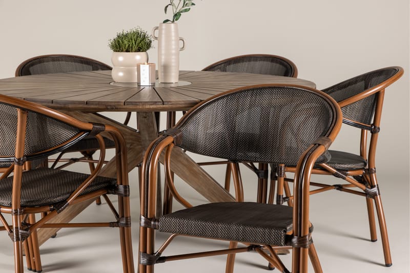 Rosario Matgrupp Utomhus 140 cm Rund med 6 Vila Real Utestolar - Utemöbler - Utegrupp - Matgrupper utomhus