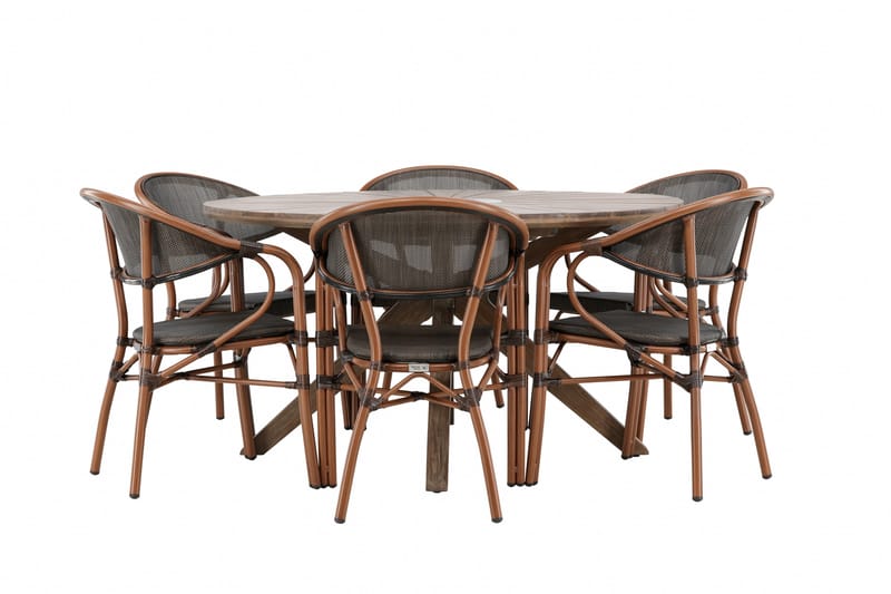 Rosario Matgrupp Utomhus 140 cm Rund med 6 Vila Real Utestolar - Utemöbler - Utegrupp - Matgrupper utomhus