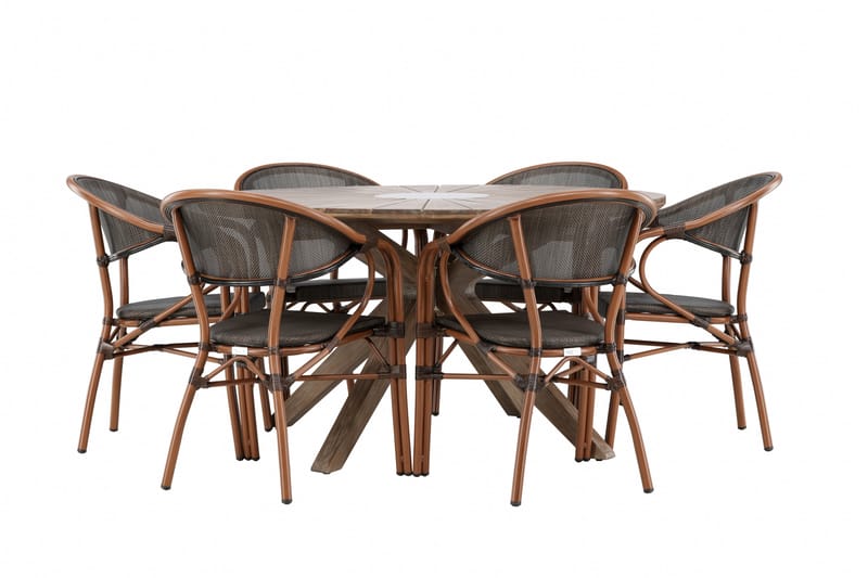 Rosario Matgrupp Utomhus 140 cm Rund med 6 Vila Real Utestolar - Utemöbler - Utegrupp - Matgrupper utomhus