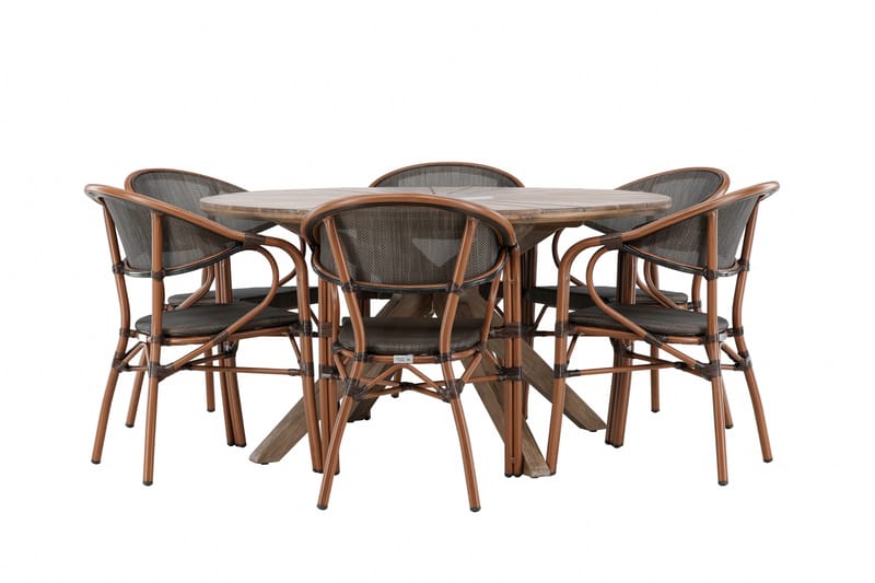 Rosario Matgrupp Utomhus 140 cm Rund med 6 Vila Real Utestolar - Utemöbler - Utegrupp - Matgrupper utomhus