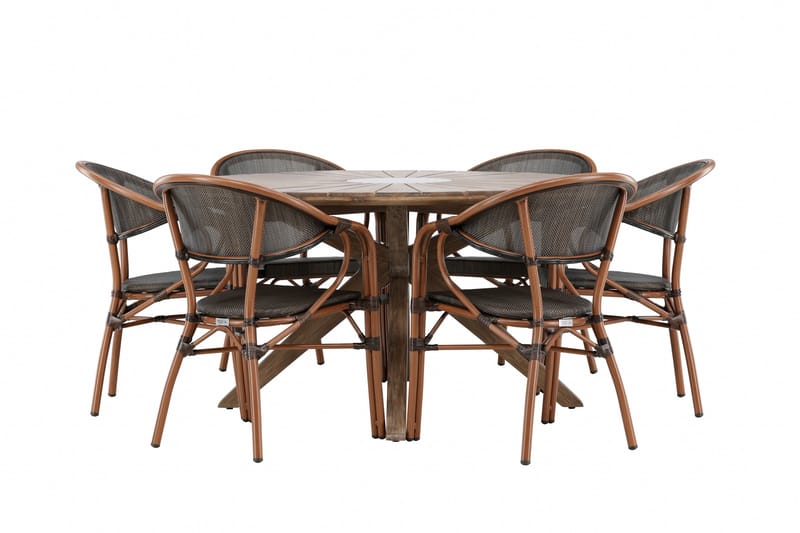Rosario Matgrupp Utomhus 140 cm Rund med 6 Vila Real Utestolar - Utemöbler - Utegrupp - Matgrupper utomhus