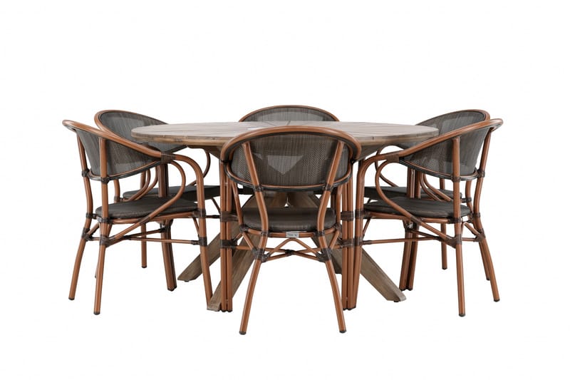 Rosario Matgrupp Utomhus 140 cm Rund med 6 Vila Real Utestolar - Utemöbler - Utegrupp - Matgrupper utomhus