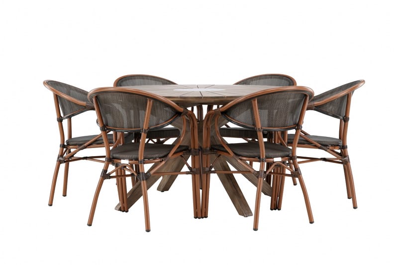 Rosario Matgrupp Utomhus 140 cm Rund med 6 Vila Real Utestolar - Utemöbler - Utegrupp - Matgrupper utomhus