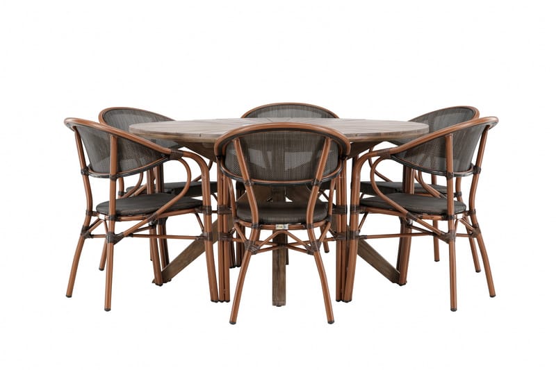 Rosario Matgrupp Utomhus 140 cm Rund med 6 Vila Real Utestolar - Utemöbler - Utegrupp - Matgrupper utomhus