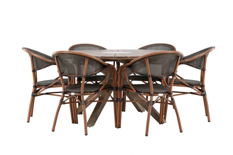 Rosario Matgrupp Utomhus 140 cm Rund med 6 Vila Real Utestolar - Utemöbler - Utegrupp - Matgrupper utomhus