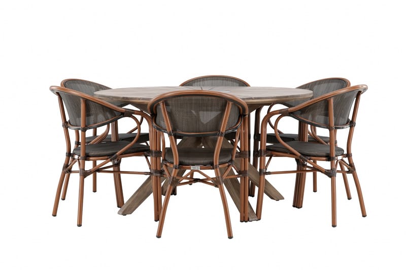 Rosario Matgrupp Utomhus 140 cm Rund med 6 Vila Real Utestolar - Utemöbler - Utegrupp - Matgrupper utomhus