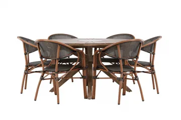 Rosario Matgrupp Utomhus 140 cm Rund med 6 Vila Real Utestolar - Utemöbler - Utegrupp - Matgrupper utomhus