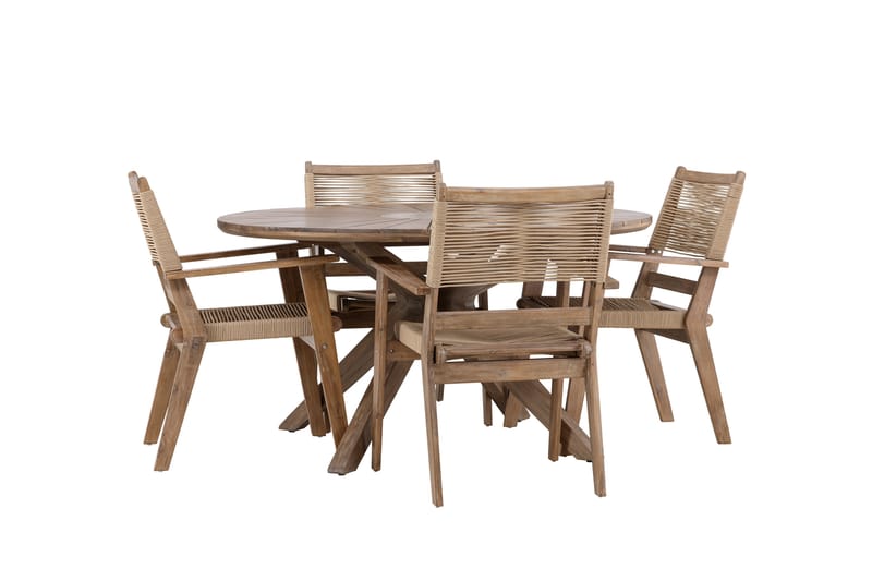 Rosario Matgrupp Utomhus + 4 Utestolar Brun - Utemöbler - Utegrupp - Matgrupper utomhus