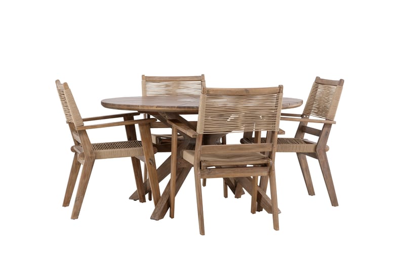 Rosario Matgrupp Utomhus + 4 Utestolar Brun - Utemöbler - Utegrupp - Matgrupper utomhus