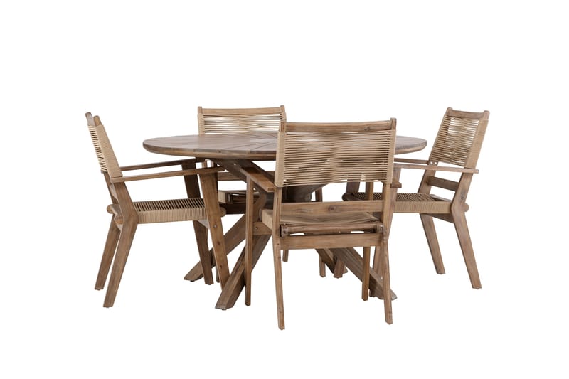 Rosario Matgrupp Utomhus + 4 Utestolar Brun - Utemöbler - Utegrupp - Matgrupper utomhus