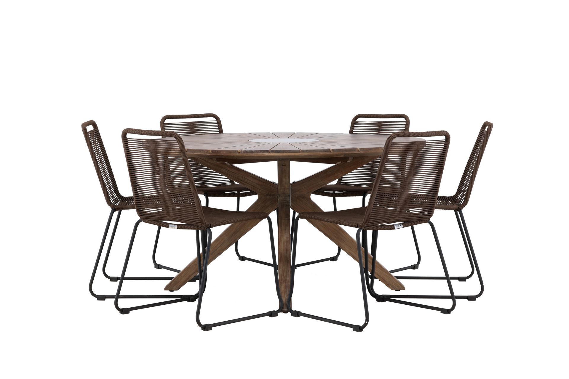 Rosario Matgrupp Utomhus + 6 Utestolar Brun -
