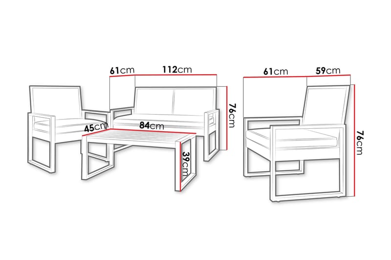 Rosemere Loungegrupp Utomhus - Brun/Svart - Utemöbler - Utegrupp - Loungegrupp