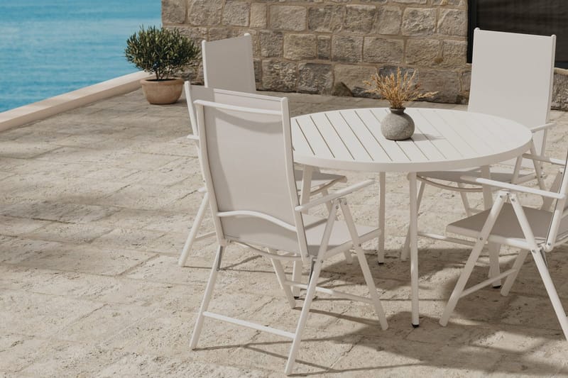 Runt matbord Giardini 120 cm Utomhus med 4 Break Karmstol - Utemöbler - Utegrupp - Matgrupper utomhus