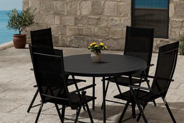 Runt matbord Giardini 120 cm Utomhus med 4 Levanzo Karmstol - Utemöbler - Utegrupp - Matgrupper utomhus