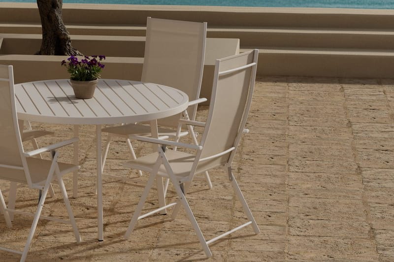 Runt matbord Giardini 120 cm Utomhus med 4 Levanzo Karmstol - Utemöbler - Utegrupp - Matgrupper utomhus