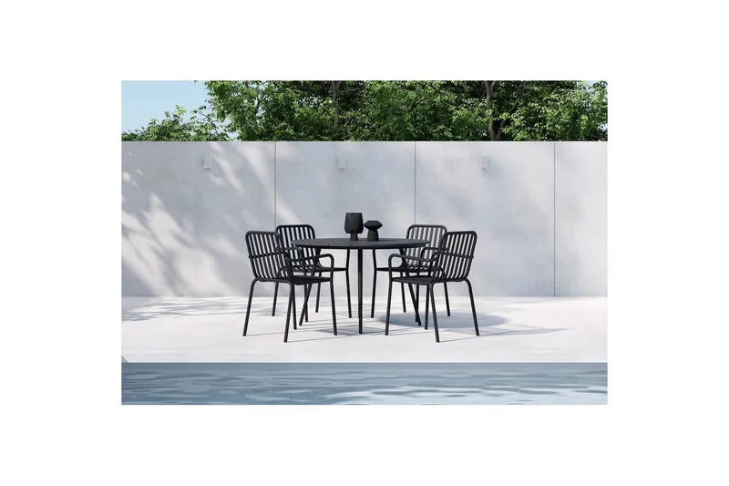 San Vito Matbord Utomhus 120 cm med 4 Peking Karmstol