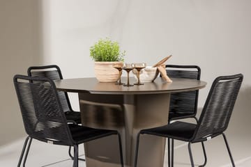 Santa Fe Matbord Utomhus med 4 Lindos Stapelstol Svart - Utemöbler - Utegrupp - Matgrupper utomhus