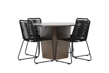 Santa Fe Matbord Utomhus med 4 Lindos Stapelstol Svart - Utemöbler - Utegrupp - Matgrupper utomhus