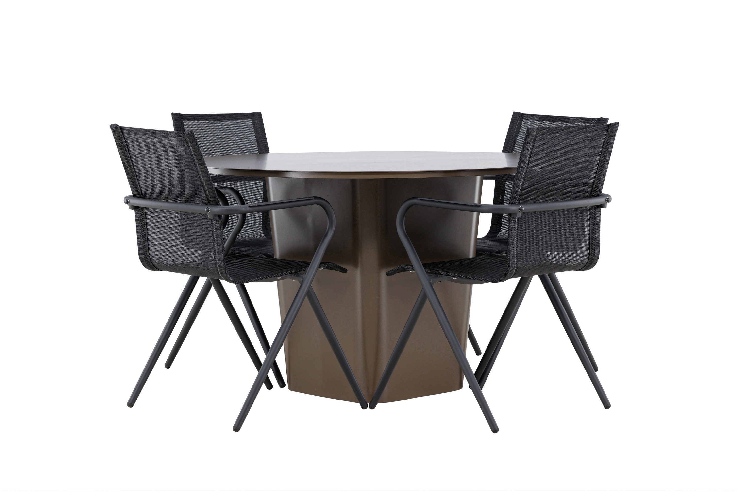 santa fe matgrupp utomhus rund 120 cm + 4 st alling matstolar svart/brun -