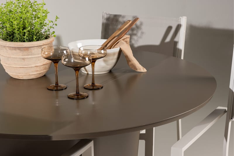 Santa Fe Matgrupp Utomhus Rund 120 cm + 4 st Copacabana Matstolar Beige/Brun - Utemöbler - Utegrupp - Matgrupper utomhus