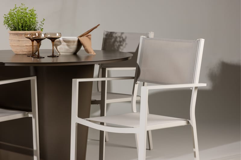 SANTA FE Matgrupp Utomhus Rund 120 cm + 4 st Copacabana Matstolar Beige/Brun - Utemöbler - Utegrupp - Matgrupper utomhus