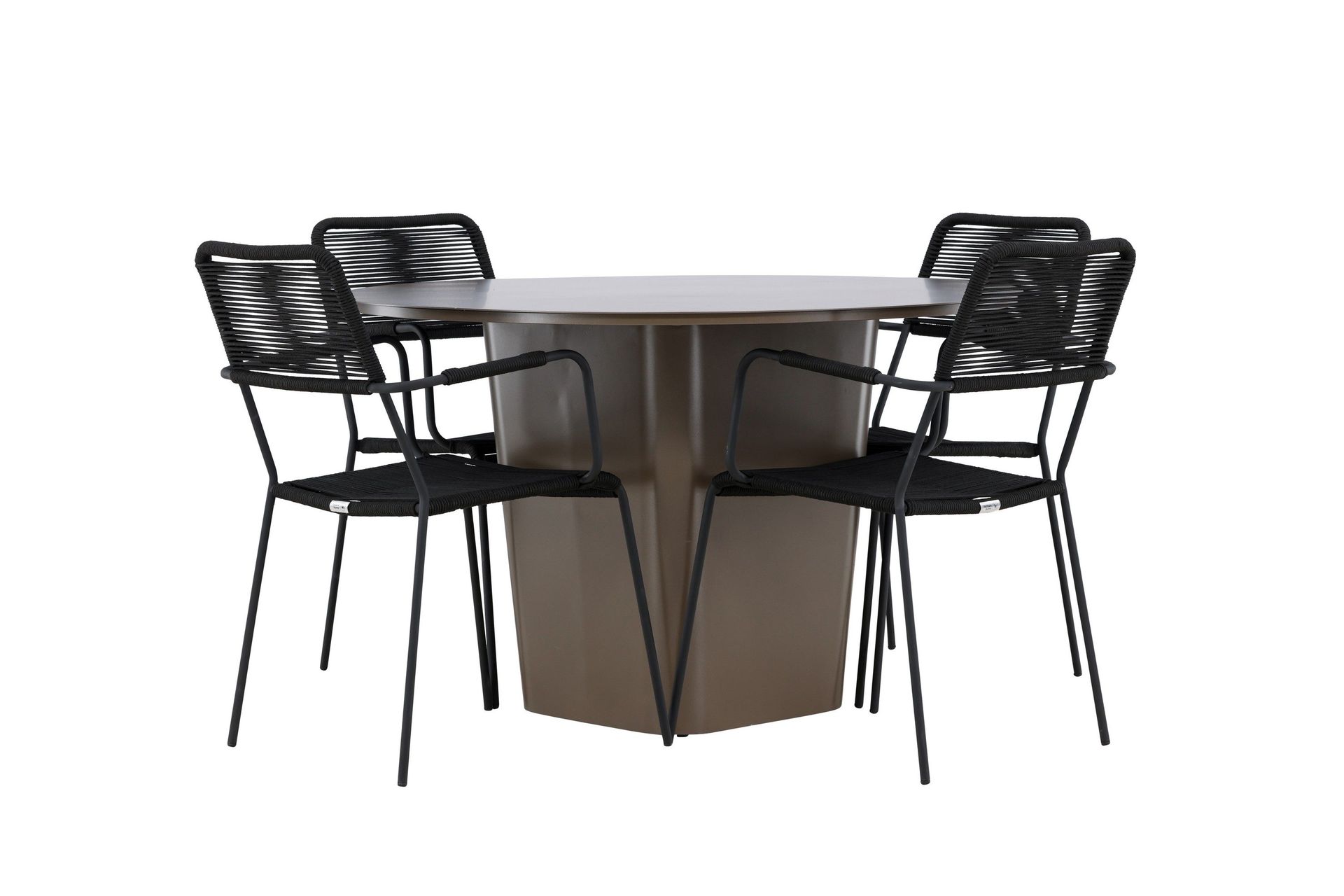 Santa Fe Matgrupp Utomhus Rund 120 cm + 4 st Hochanas Matstolar Svart/Brun -