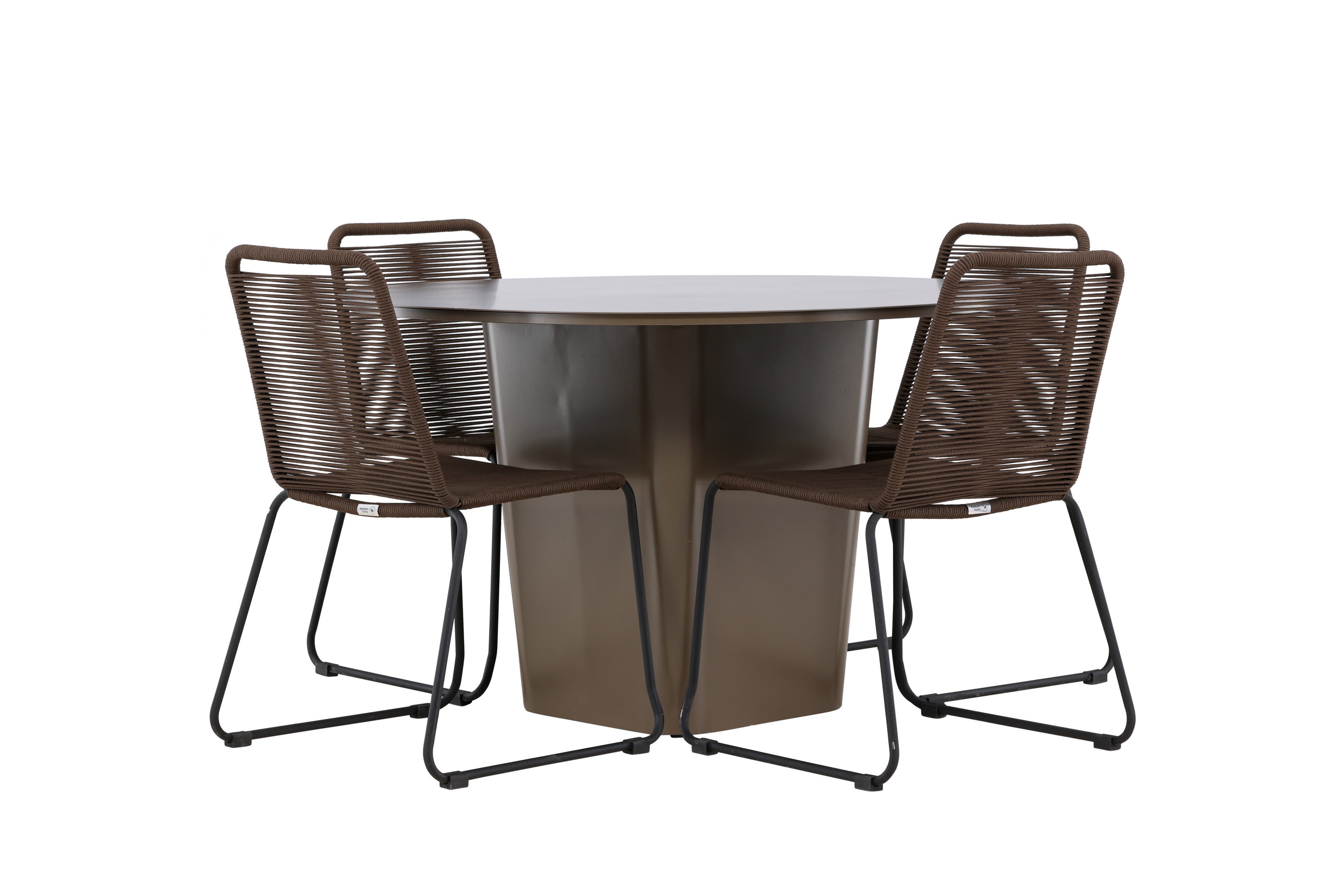 santa fe matgrupp utomhus rund 120 cm + 4 st lindos matstolar brun -