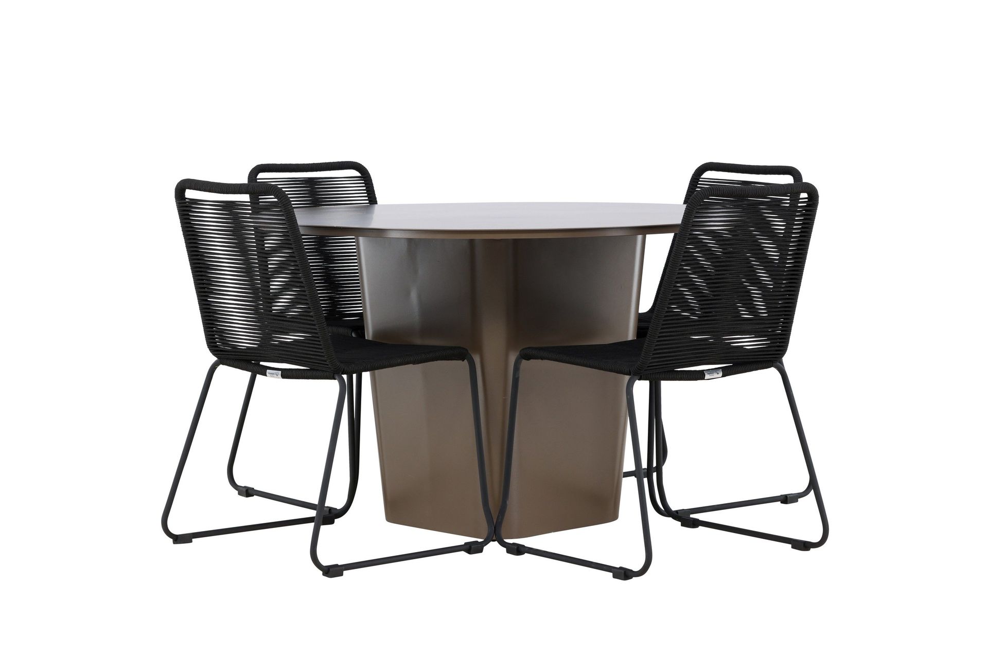 Santa Fe Matgrupp Utomhus Rund 120 cm + 4 st Linero Matstolar Svart/Brun -