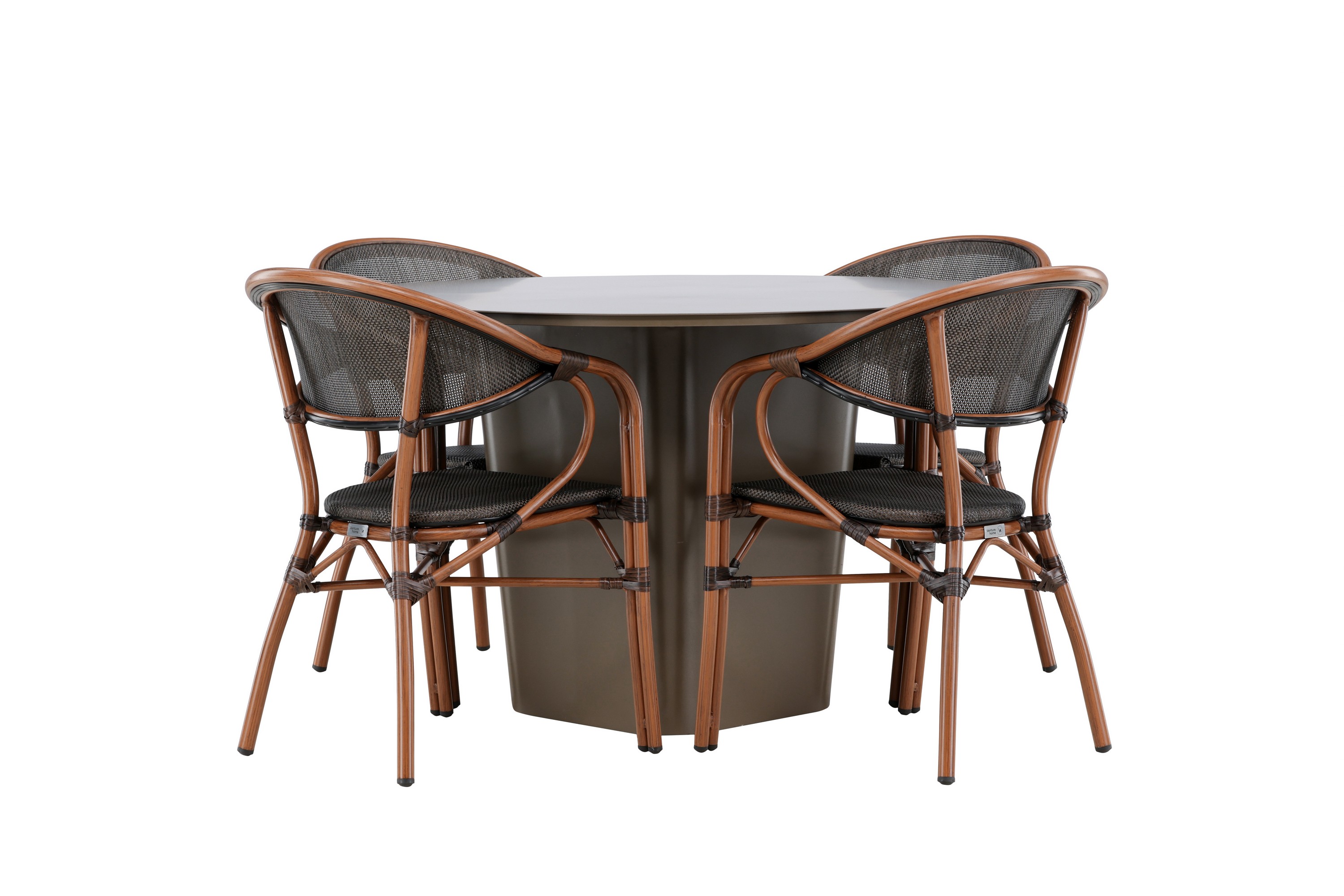 santa fe matgrupp rund 120 cm + 4 st vila matstolar svart/brun -