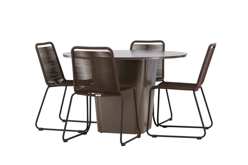 Santa Fe Matgrupp Utomhus + 4 Utestolar - Brun - Utemöbler - Utegrupp - Matgrupper utomhus