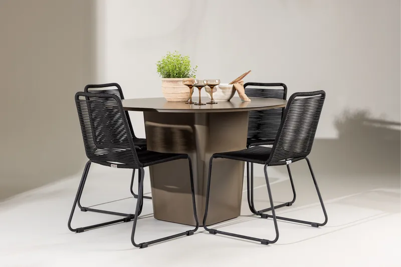 Santa Fe Matgrupp Utomhus + 4 Utestolar - Brun - Utemöbler - Utegrupp - Matgrupper utomhus